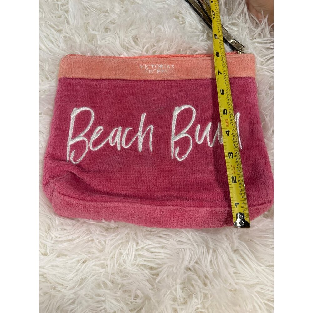 Victorias Secret Beach Bum Pink & Coral Terry Cloth Wristlet Pouch With Zipper C - Picture 9 of 9